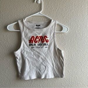 AC/DC White and Red Crop Top